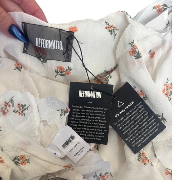 REFORMATION MAXI CUT OUT ROMANTIC FLORAL MAXI DRESS XSMALL 0 NWT - Picture 4 of 4